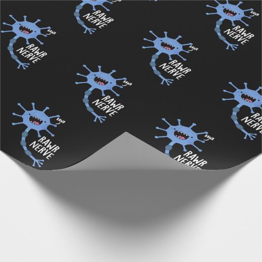 Rawr Nerve Funny Neuron Nerve Pun Dark BG Geschenkpapier (Ecke)