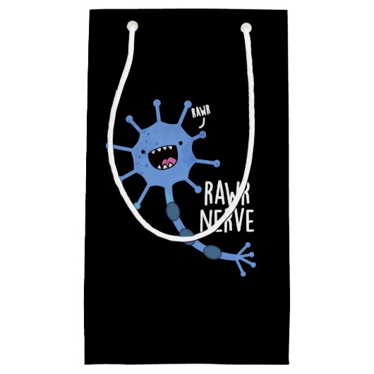 Rawr Nerve Funny Neuron Nerve Pun Dark BG Kleine Geschenktüte (Vorderseite)