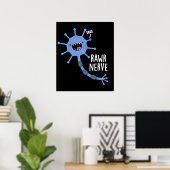 Rawr Nerve Funny Neuron Nerve Pun Dark BG Poster (Heimbüro)