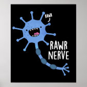 Rawr Nerve Funny Neuron Nerve Pun Dark BG Poster (Vorne)