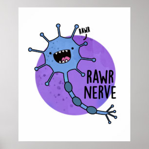 Rawr Nerve Funny Neuron Nerve Pun Poster
