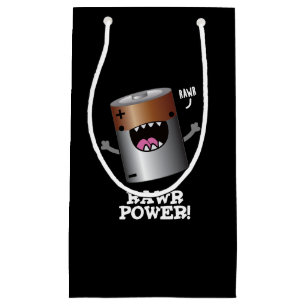 Rawr Power Funny Battery Pun Dark BG Kleine Geschenktüte