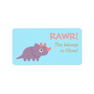 Rawr, Süßer lila Triceratops-Dinosaurier für Kinde Adressaufkleber