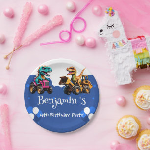 Rawr T-Rex-Dinosaurier-Traktorballon Birthday Pappteller