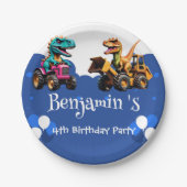 Rawr T-Rex-Dinosaurier-Traktorballon Birthday Pappteller (Vorderseite)