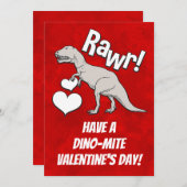 Rawr Tyrannosaurus T Rex Valentine's Day Kids Boys Einladung (Vorne/Hinten)