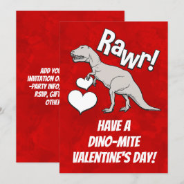 Rawr Tyrannosaurus T Rex Valentine's Day Kids Boys Einladung