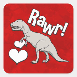 Rawr Tyrannosaurus T Rex Valentine's Day Kids Boys Quadratischer Aufkleber