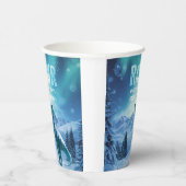 RAWR Unter den Lichtern Dinosaurier Winter Geburts Pappbecher (Rechts)