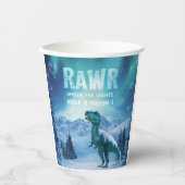 RAWR Unter den Lichtern Dinosaurier Winter Geburts Pappbecher (Vorderseite)
