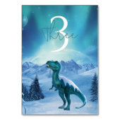 RAWR Unter den Lichtern Dinosaurier Winter Geburts Tischnummer (Vorderseite)