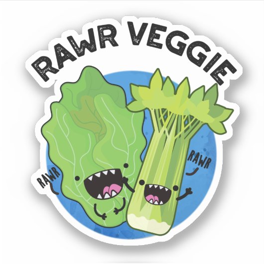 Rawr Veggie Funny Food Pub Aufkleber (Vorderseite)