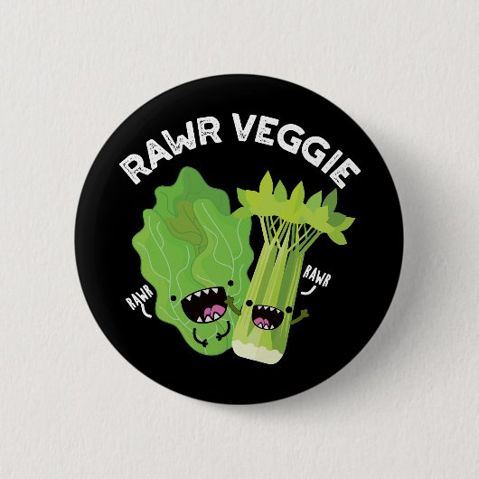 Rawr Veggie Funny Food Pub Dark BG Button (Vorderseite)