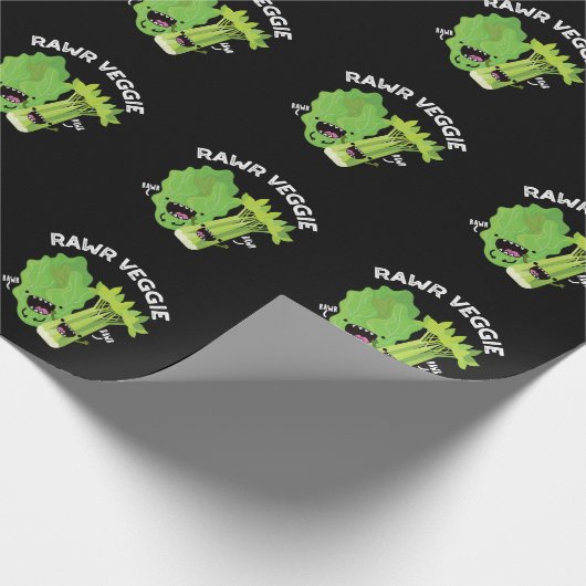 Rawr Veggie Funny Food Pub Dark BG Geschenkpapier (Ecke)