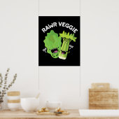 Rawr Veggie Funny Food Pub Dark BG Poster (Küche)