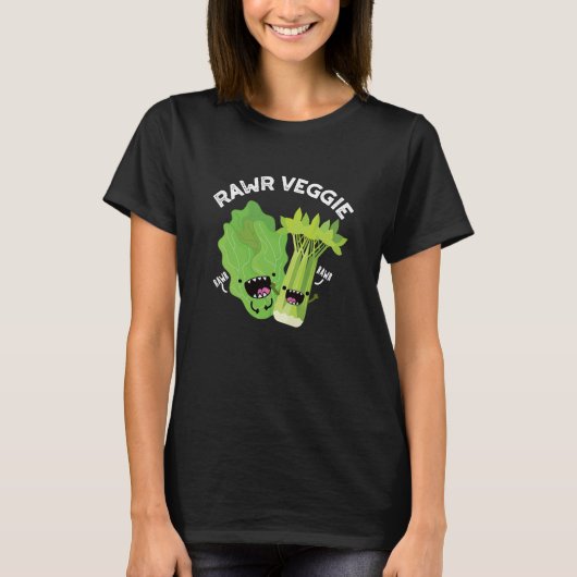 Rawr Veggie Funny Food Pub Dark BG T-Shirt (Vorderseite)
