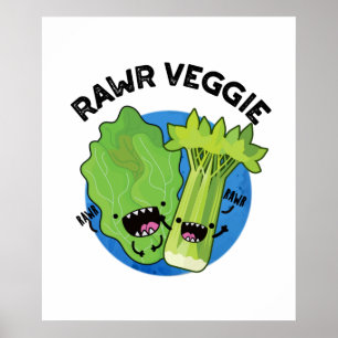 Rawr Veggie Funny Food Pub Poster