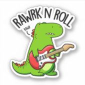 Rawrk and Roll Funny Rocker Dinosaur Pub Aufkleber (Vorderseite)