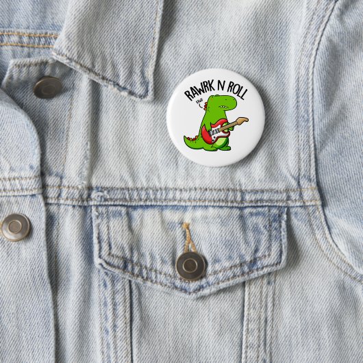 Rawrk and Roll Funny Rocker Dinosaur Pub Button (Beispiel)