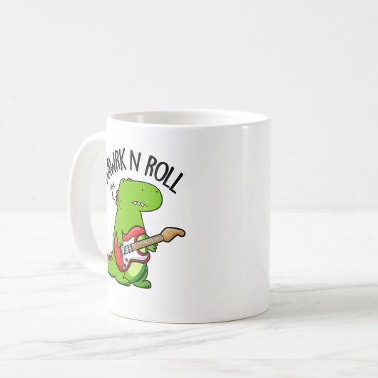 Rawrk and Roll Funny Rocker Dinosaur Pub Kaffeetasse (Vorderseite Links)