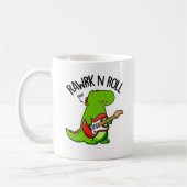 Rawrk and Roll Funny Rocker Dinosaur Pub Kaffeetasse (Links)