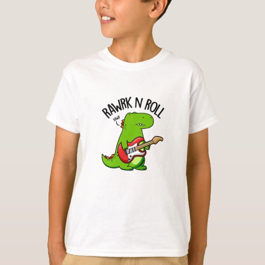 Rawrk and Roll Funny Rocker Dinosaur Pub T-Shirt (Vorderseite)