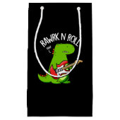 Rawrk and Roll Funny Rocker Dinosaur Pun Dark BG Kleine Geschenktüte (Vorderseite)