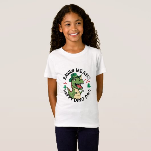 Rawrr bedeutet Happy Dino Day T-Shirt (Vorne ganz)