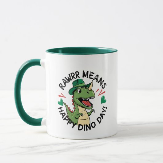 Rawrr bedeutet Happy Dino Day Tasse (Links)