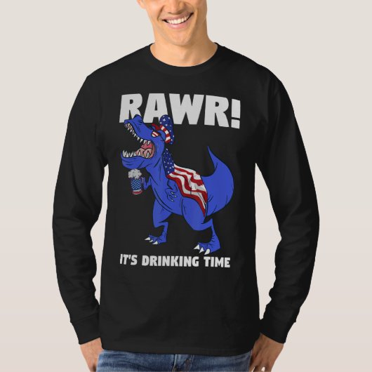 Rawr's Drinking Time Rex Dinosaurier T-Shirt (Vorderseite)