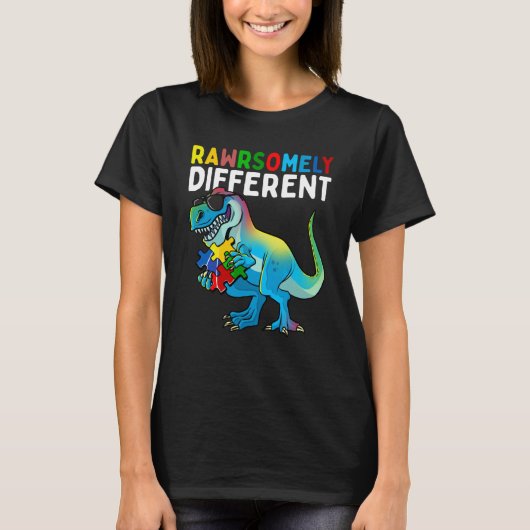 Rawrsomely Different Dinosaur Autism Awareness Puz T-Shirt (Vorderseite)