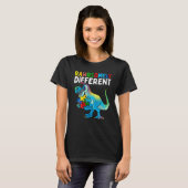Rawrsomely Different Dinosaur Autism Awareness Puz T-Shirt (Vorne ganz)