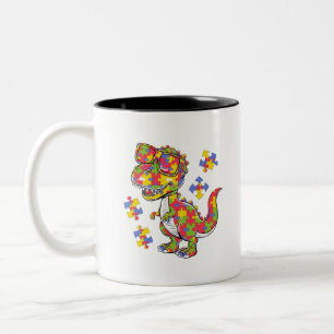 Rawrsomelys Süßer T-Rex-Autismus-Puzzle Kinder Pap Zweifarbige Tasse