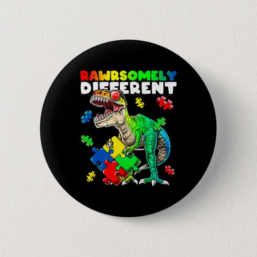 Rawrsomly Different Dinosaur Autismus Awareness Pu Button (Vorderseite)