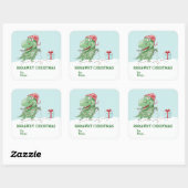 Rawry Christmas Albern Dinosaur Weihnachten Quadratischer Aufkleber (Blatt)