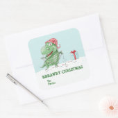 Rawry Christmas Albern Dinosaur Weihnachten Quadratischer Aufkleber (Umschlag)