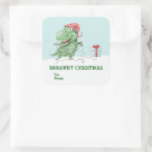 Rawry Christmas Albern Dinosaur Weihnachten Quadratischer Aufkleber (Tasche)