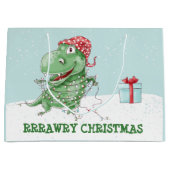 Rawry Christmas Dinosaur Holiday Große Geschenktüte (Vorderseite)
