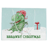 Rawry Christmas Dinosaur Holiday Große Geschenktüte (Rückseite)