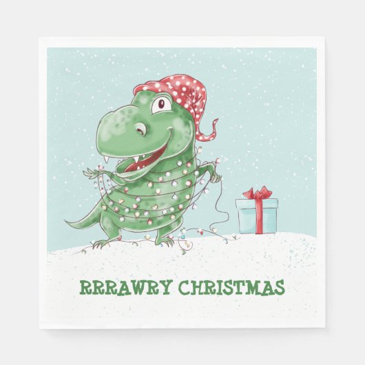 Rawry Weihnachtsdinosaurier Serviette (Vorderseite)