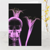 Ray-Blume & Skull - rosa Karte (Gelbe Blume)