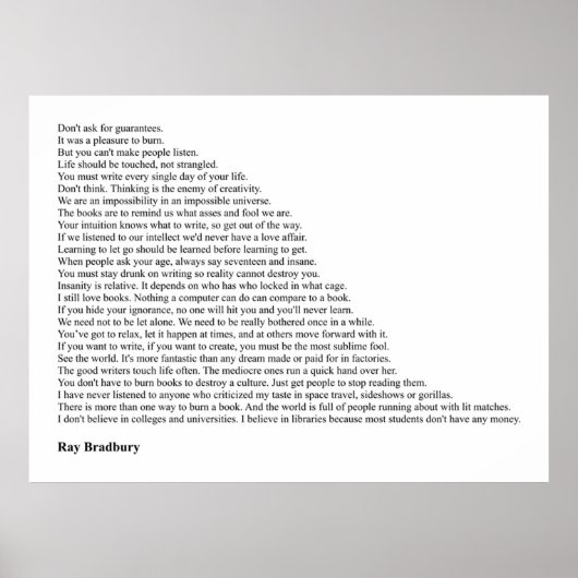Ray Bradbury Quotes Poster (Vorne)