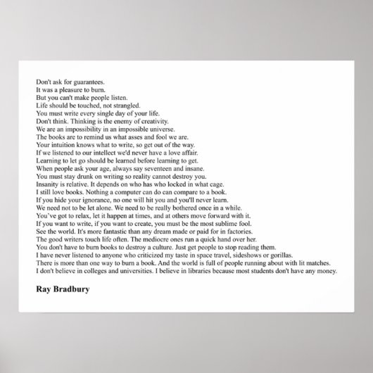Ray Bradbury Quotes Poster (Vorne)