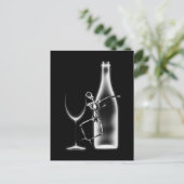 Ray Celebration Skeleton & Wine - B&W Postkarte (Stehend Vorderseite)