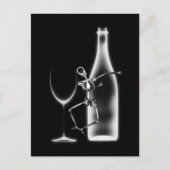 Ray Celebration Skeleton & Wine - B&W Postkarte (Vorderseite)
