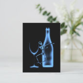 Ray Celebration Skeleton & Wine - Blau Postkarte (Stehend Vorderseite)