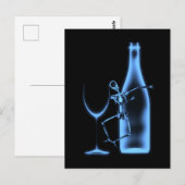 Ray Celebration Skeleton & Wine - Blau Postkarte (Vorne/Hinten)