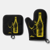 Ray Celebration Skeleton & Wine Ofenhandschuh & Topflappen-Set (Vorderseite)