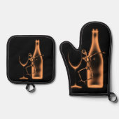 Ray Celebration Skeleton & Wine Ofenhandschuh & Topflappen-Set (Vorderseite)