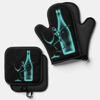 Ray Celebration Skeleton & Wine Ofenhandschuh & Topflappen-Set
